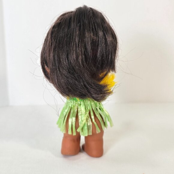 Vintage Anekona Hawaii Hula Girl Doll Hong Kong Yellow Lei Grass Skirt 5" Aloha - Picture 4 of 12